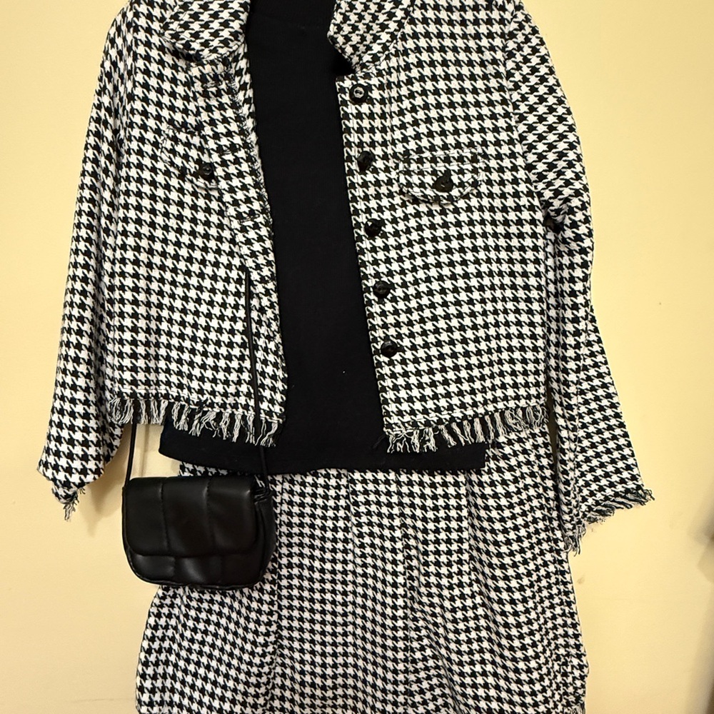 Girls Biscotti Classic Houndstooth Patterned set with purse